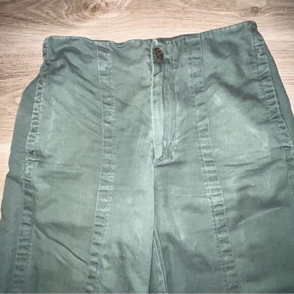 Women's Loft Olive Green Wide Leg Cropped Pants - Picture 3 of 9